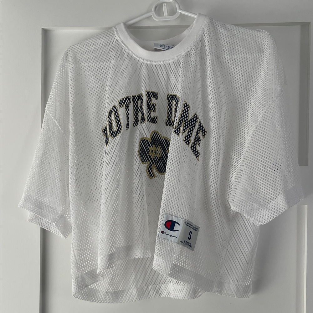 Notre Dame Champion White Mesh Tee